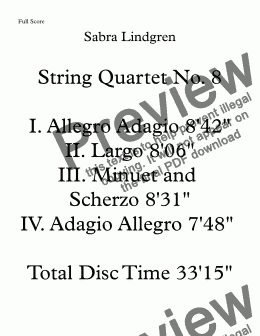 page one of String Quartet No. 8 I. Allegro Adagio