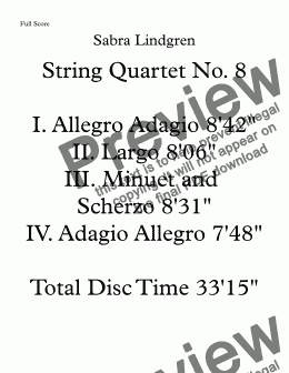 page one of String Quartet No. 8 II. Largo
