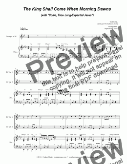 page one of The King Shall Come (with "Come, Thou Long-Expected Jesus") (Duet for Bb-Trumpet)