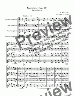 page one of Symphony No. IV for Sax Quartet