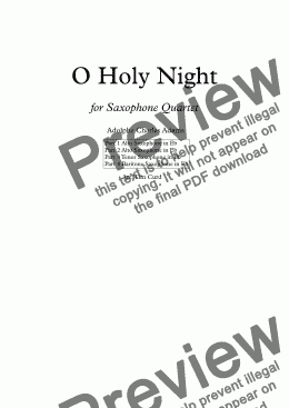 page one of O Holy Night For Saxophone Quartet