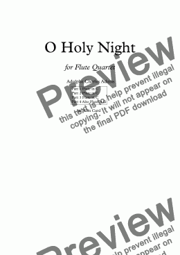 page one of O Holy Night For Flute Quartet
