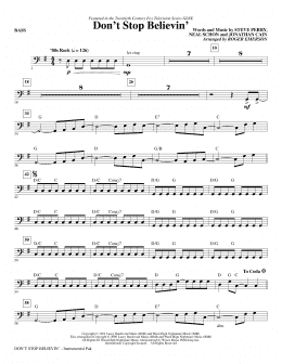 page one of Don't Stop Believin' - Bass (Choir Instrumental Pak)