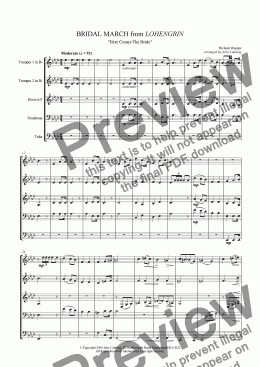 page one of Here Comes The Bride (brass quintet)
