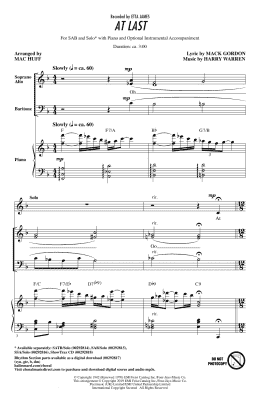 page one of At Last (arr. Mac Huff) (SAB Choir)