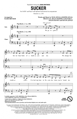 page one of Sucker (arr. Mark Brymer) (SATB Choir)
