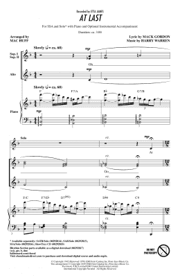 page one of At Last (arr. Mac Huff) (SSA Choir)