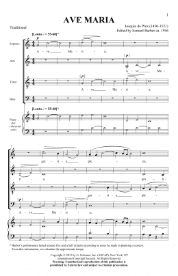 page one of Ave Maria (ed. Samuel Barber) (SATB Choir)