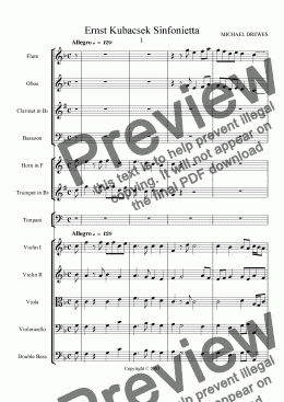 page one of Ernst Kubacsek Sinfonietta