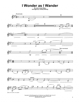 page one of I Wonder As I Wander (Violin Solo)