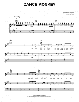 page one of Dance Monkey (Piano, Vocal & Guitar Chords (Right-Hand Melody))