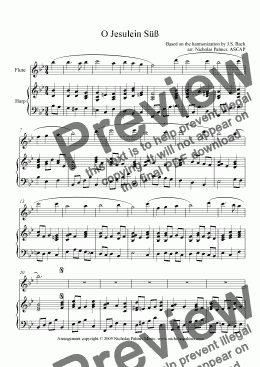 page one of O Jesulein Süß (O Jesus, So Sweet) [Harp and Flute]