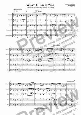 page one of What Child Is This (Green Sleeves) - String Quartet or Group