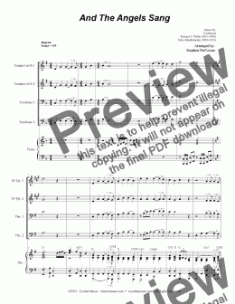 page one of And The Angels Sang (for Brass Quartet and Piano - Alternate Version)