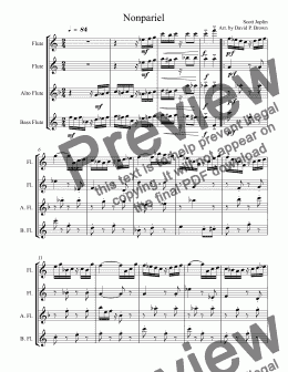 page one of Nonpareil Rag for Flute Quartet