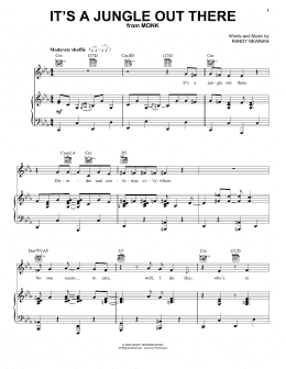 page one of It's A Jungle Out There (from Monk) (Piano, Vocal & Guitar Chords (Right-Hand Melody))