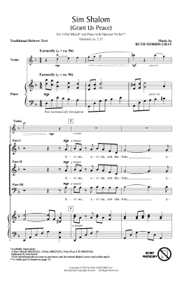page one of Sim Shalom (Grant Us Peace) (3-Part Mixed Choir)
