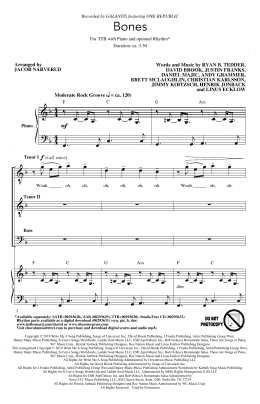 page one of Bones (feat. OneRepublic) (arr. Jacob Narverud) (TTBB Choir)