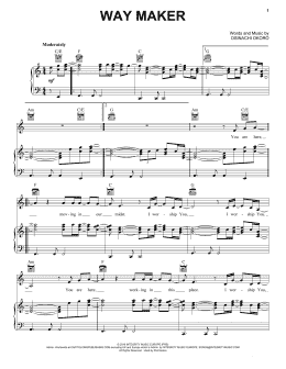 page one of Way Maker (Piano, Vocal & Guitar Chords (Right-Hand Melody))