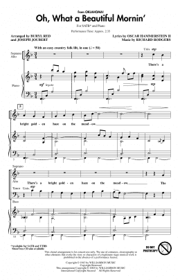 page one of Oh, What A Beautiful Mornin' (from Oklahoma) (arr. Buryl Red & Joseph Joubert) (SATB Choir)