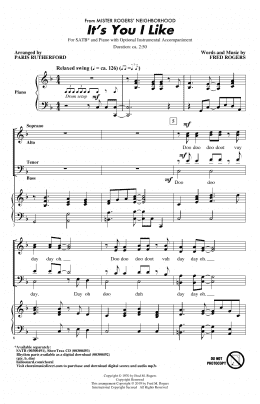 page one of It's You I Like (from Mister Rogers' Neighborhood) (arr. Paris Rutherford) (SATB Choir)
