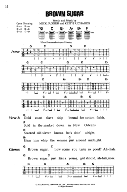 page one of Brown Sugar (Guitar Chords/Lyrics)