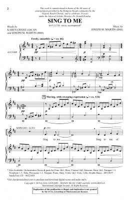 page one of Sing To Me (SATB Choir)