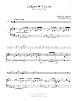page one of Children Will Listen (from Into The Woods) (Cello and Piano)