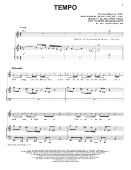page one of Tempo (feat. Missy Elliott) (Piano, Vocal & Guitar Chords (Right-Hand Melody))