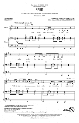 page one of Spirit (from The Lion King 2019) (arr. Mac Huff) (2-Part Choir)