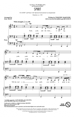 page one of Spirit (from The Lion King 2019) (arr. Mac Huff) (SATB Choir)