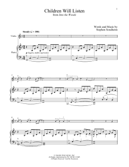 page one of Children Will Listen (from Into The Woods) (Violin and Piano)