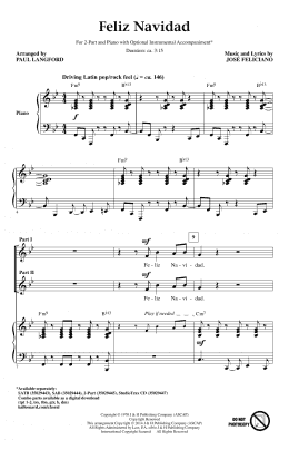 page one of Feliz Navidad (arr. Paul Langford) (2-Part Choir)