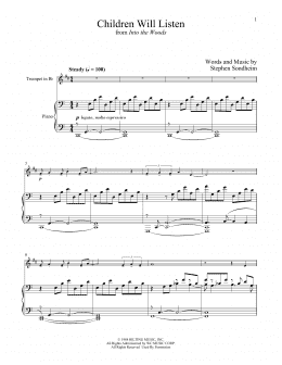 page one of Children Will Listen (from Into The Woods) (Trumpet and Piano)