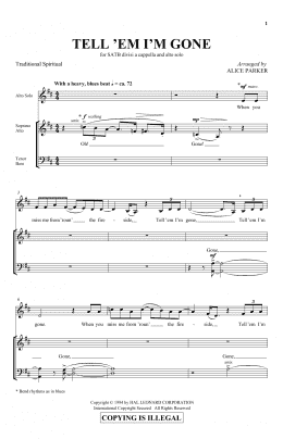 page one of Tell 'Em I'm Gone (arr. Alice Parker) (SATB Choir)