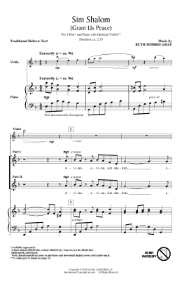 page one of Sim Shalom (Grant Us Peace) (2-Part Choir)