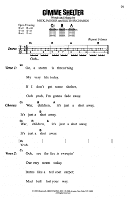 page one of Gimme Shelter (Guitar Chords/Lyrics)