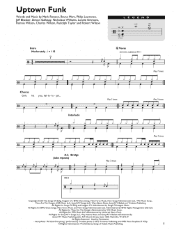 page one of Uptown Funk (feat. Bruno Mars) (Drum Chart)