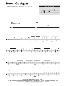 page one of Here I Go Again (Drum Chart)
