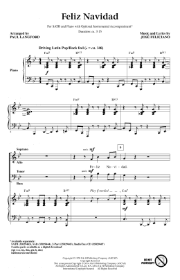 page one of Feliz Navidad (arr. Paul Langford) (SATB Choir)