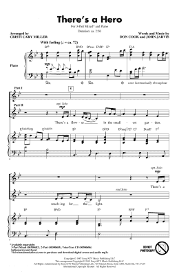 page one of There's A Hero (arr. Cristi Cary Miller) (3-Part Mixed Choir)