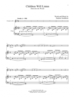 page one of Children Will Listen (from Into The Woods) (Clarinet and Piano)
