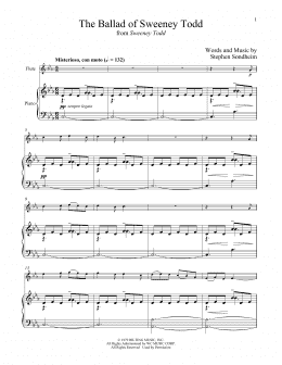 page one of The Ballad Of Sweeney Todd (from Sweeney Todd) (Flute and Piano)