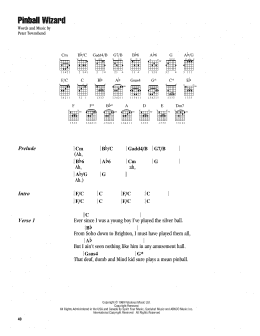 page one of Pinball Wizard (Guitar Chords/Lyrics)