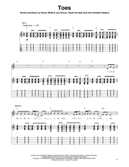 page one of Toes (Guitar Tab (Single Guitar))