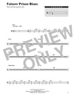 page one of Folsom Prison Blues (Drum Chart)