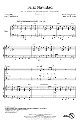page one of Feliz Navidad (arr. Paul Langford) (SAB Choir)