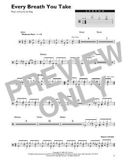 page one of Every Breath You Take (Drum Chart)