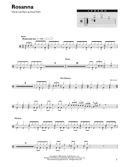 page one of Rosanna (Drum Chart)