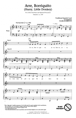 page one of Arre Borriquito (Hurry, Little Donkey) (arr. Mark Burrows) (2-Part Choir)